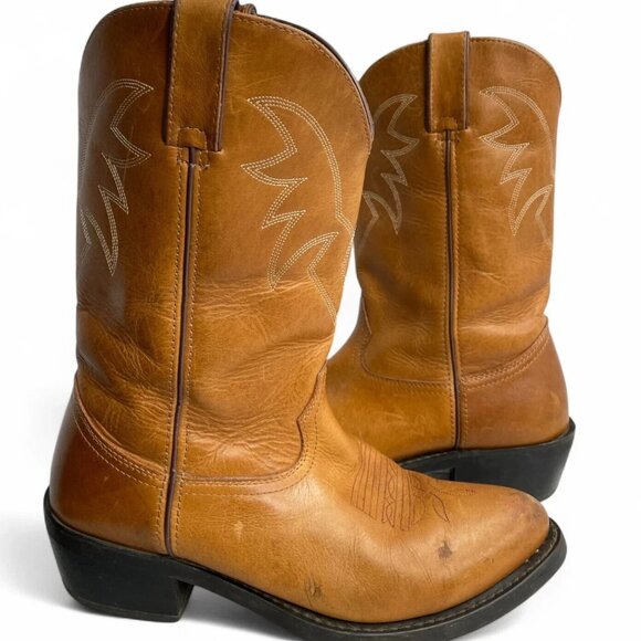 Durango Carmel Brown Leather Biker Western Cowboy Biker Boots Men's 9.5 D - Picture 14 of 14